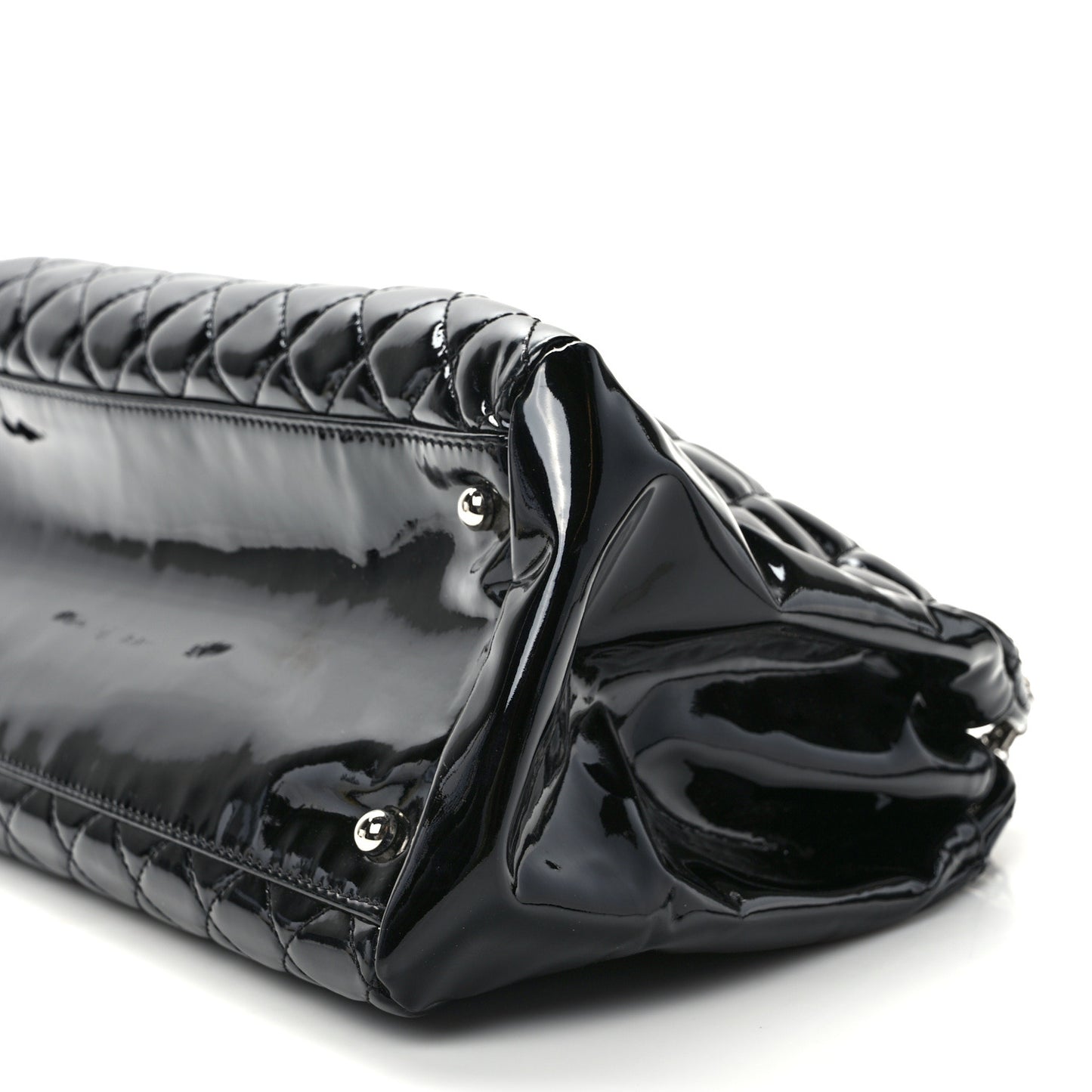 Patent Quilted Large Just Mademoiselle Bowling Bag Black