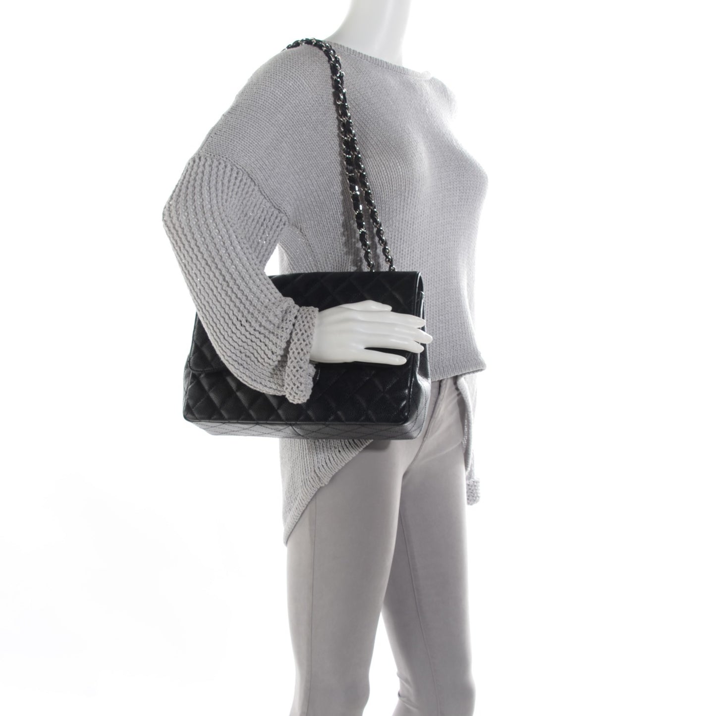 Caviar Quilted Jumbo Single Flap Black