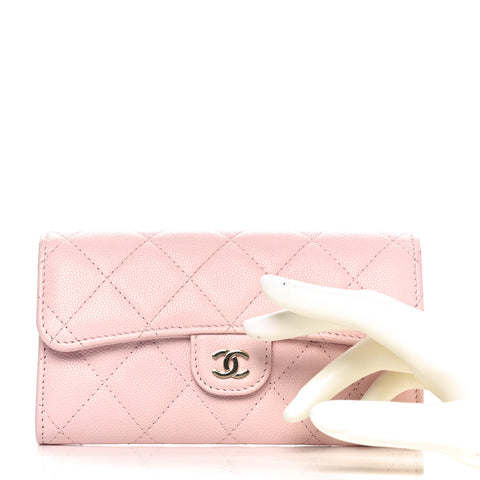 Caviar Quilted Medium Flap Wallet Light Pink