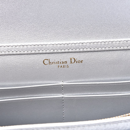 Christian Dior Metallic Grained Calfskin Diorama Wallet on Chain Pouch Silver 7 of 15