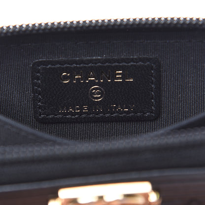 Chanel Lambskin Quilted Zip Around Boy Coin Purse Wallet Black 6 of 10