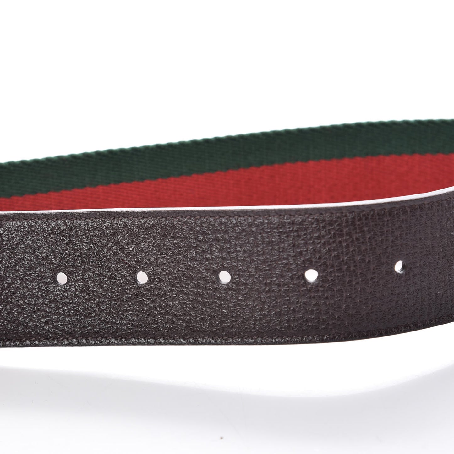 Nylon Textured Calfskin Double G Web 40mm Belt 85 34 Green Red Dark Cocoa