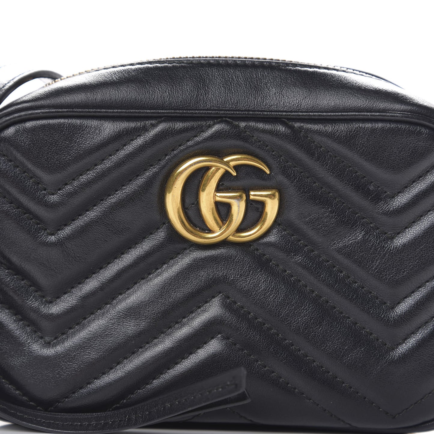 Calfskin Matelasse Mini GG Marmont Chain Shoulder Bag Black