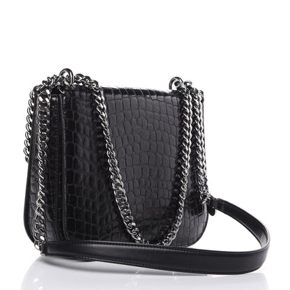 Stella McCartney Embossed Crocodile Effect Medium Falabella Box Shoulder Bag Black 3 of 8