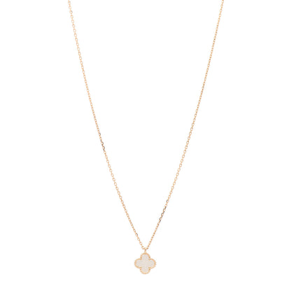 Van Cleef & Arpels 18K Yellow Gold Mother of Pearl Sweet Alhambra Pendant Necklace 1 of 5