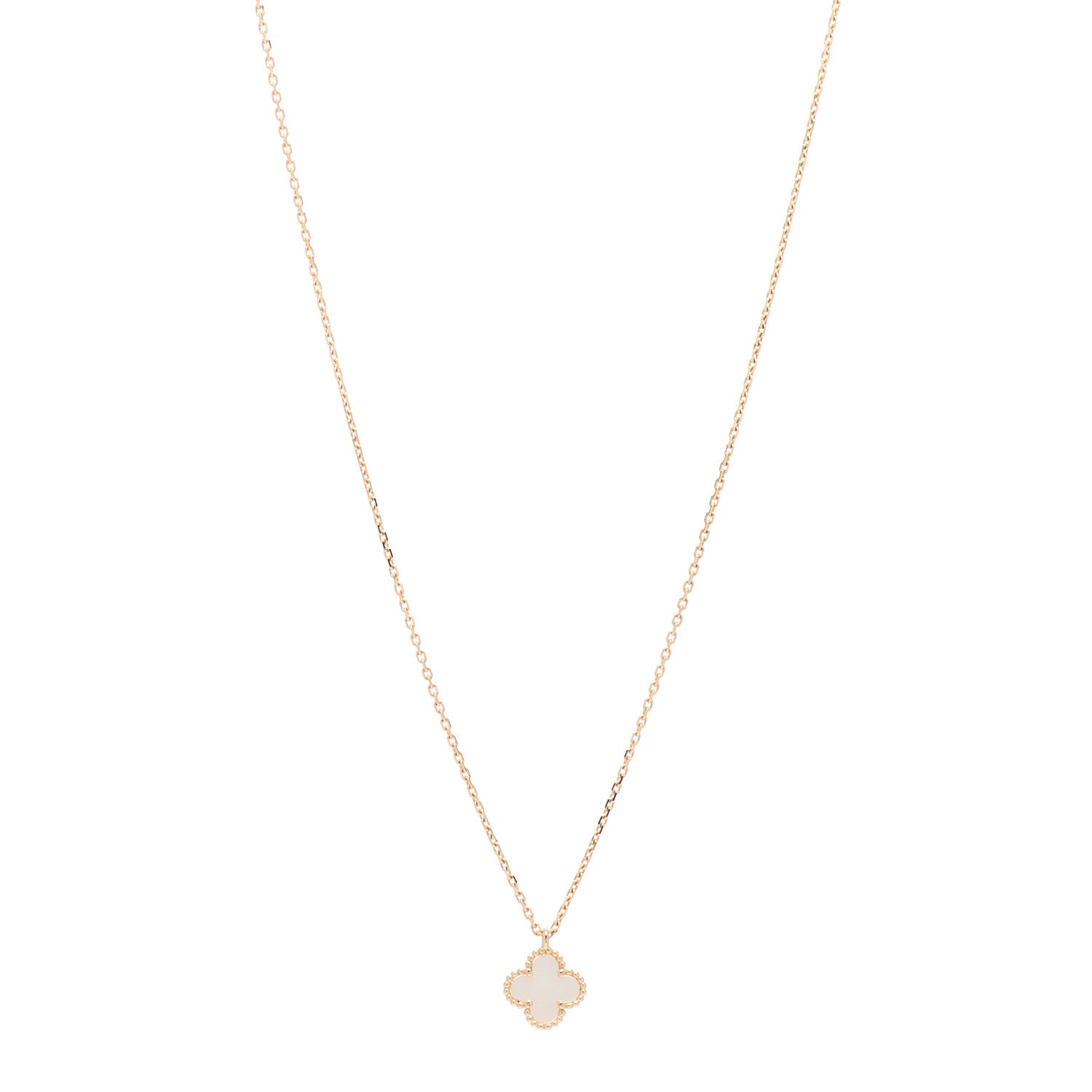Van Cleef & Arpels 18K Yellow Gold Mother of Pearl Sweet Alhambra Pendant Necklace 1 of 5