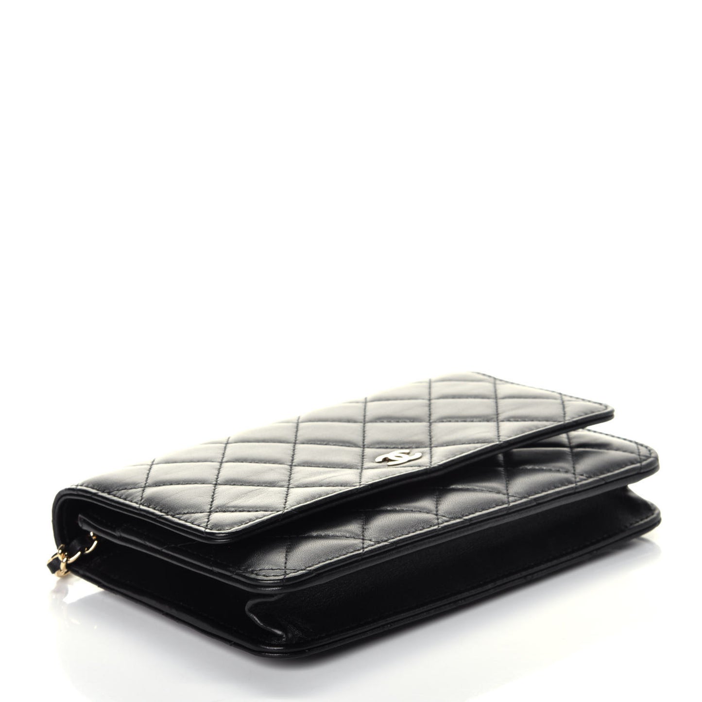 Lambskin Quilted Wallet On Chain WOC Black