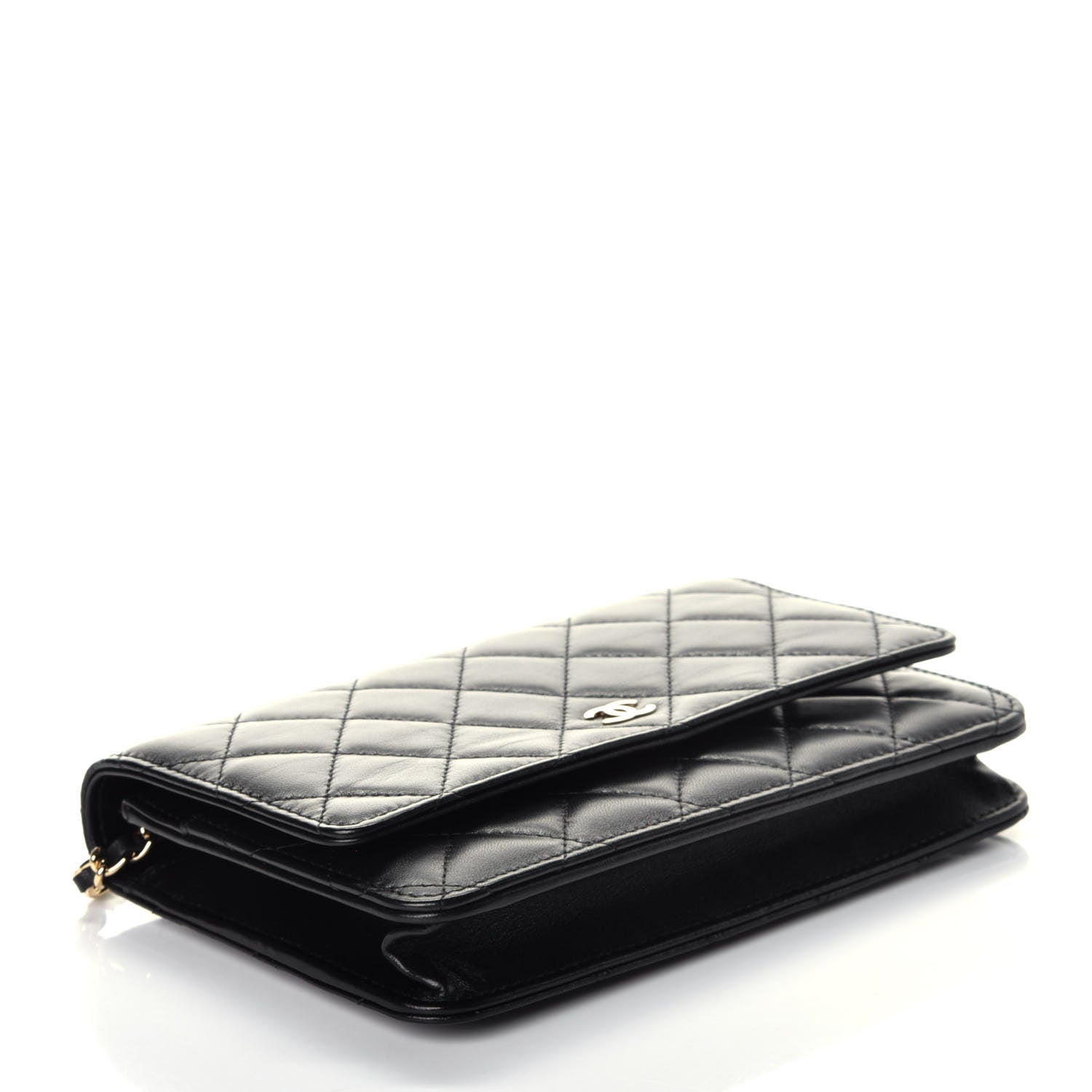 Chanel Lambskin Quilted Wallet On Chain WOC Black 4 of 10