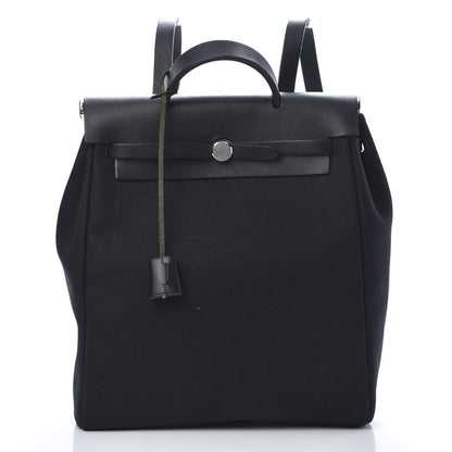 Hermes Toile Vache Calfskin Herbag 30 PM Backpack Black 2 of 15