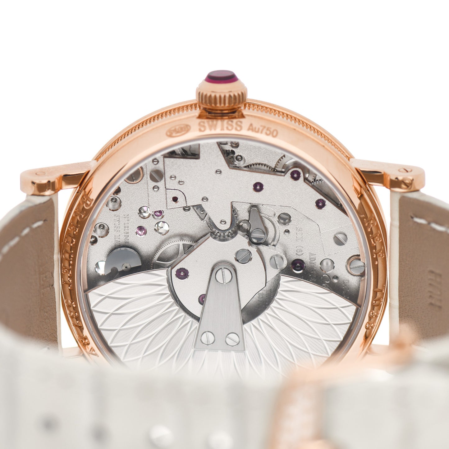 18K Rose Gold Alligator Diamond Bezel 38mm Tradition Dame Skeleton Automatic Watch 7038BR/18/9V6