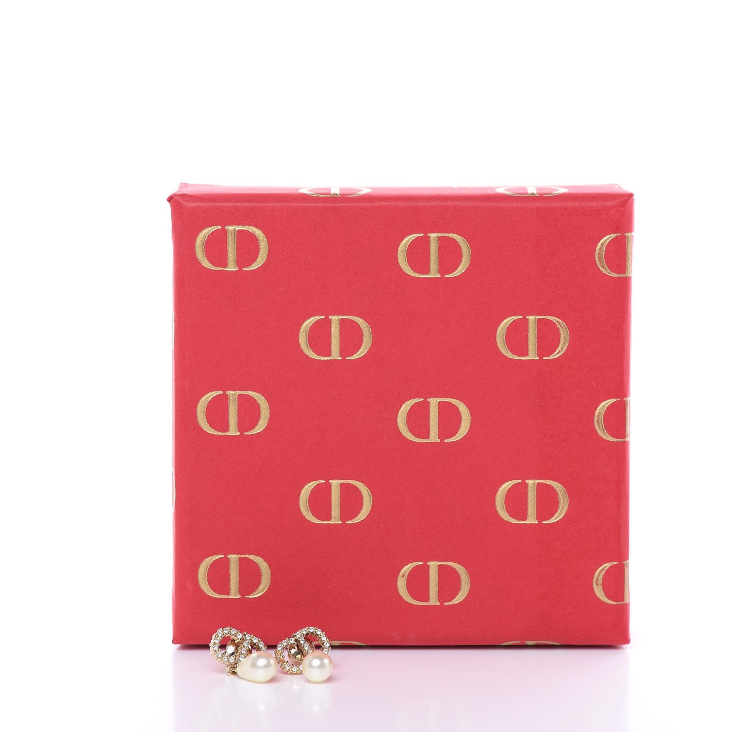 Pearl Crystal CD Drop Earrings Gold