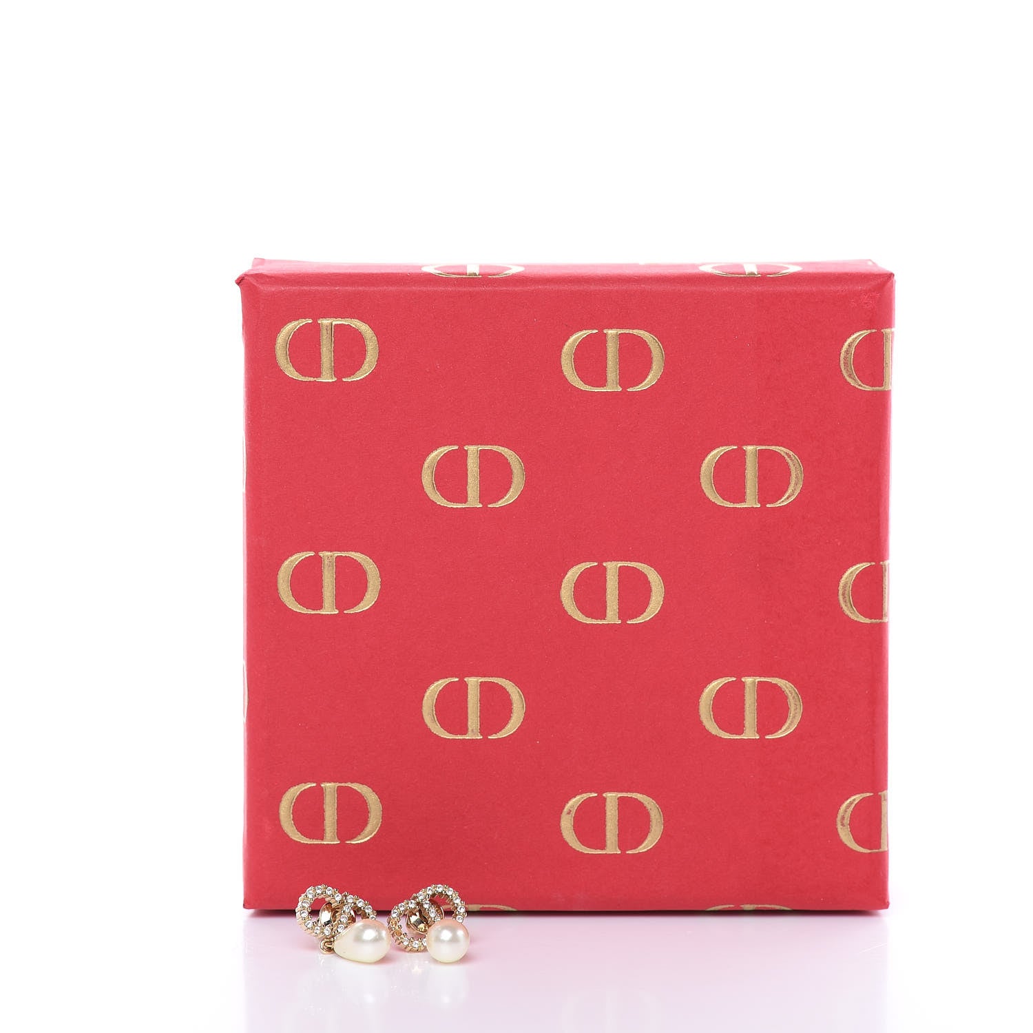 Christian Dior Pearl Crystal CD Drop Earrings Gold 5 of 5