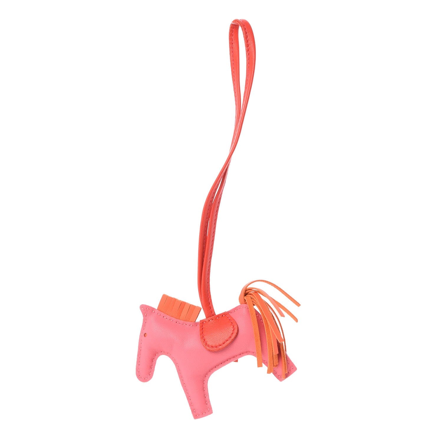 Hermes Milo Lambskin Grigri Rodeo Bag Charm PM Rose Azalee Orange Poppy Rouge Indien 1 of 4