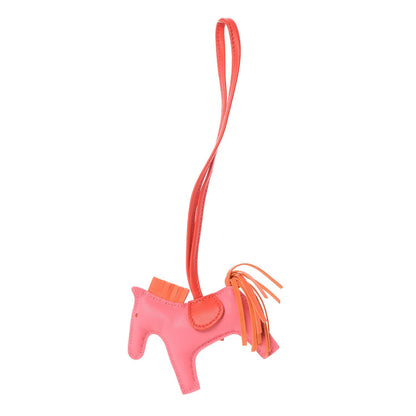 Hermes Milo Lambskin Grigri Rodeo Bag Charm PM Rose Azalee Orange Poppy Rouge Indien 1 of 4