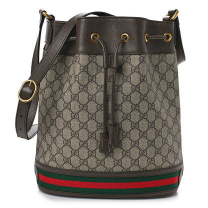 Gucci GG Supreme Monogram Web Ophidia Bucket Bag Brown 1 of 9