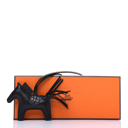 Hermes Milo Lambskin Matte Alligator Touch Grigri Rodeo Horse Bag Charm PM So Black 5 of 5