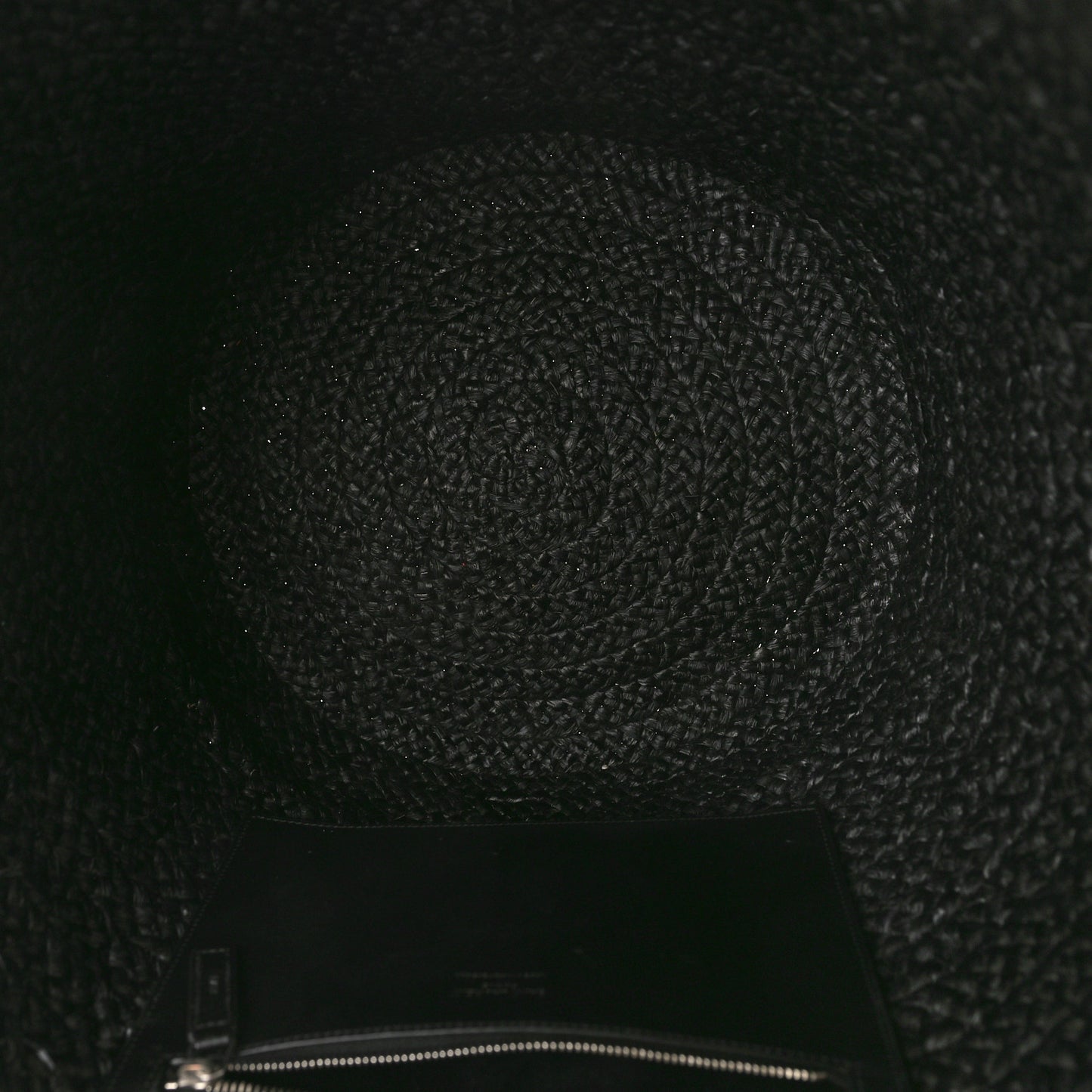 Raffia Medium Panier Bag Black