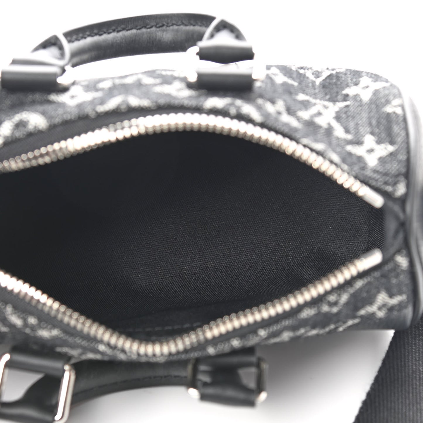 X NIGO Taurillon Monogram Denim Drip Keepall XS Black