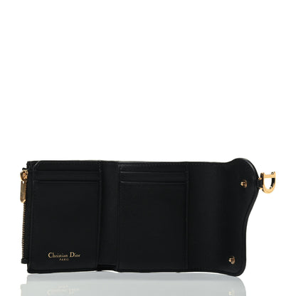 Christian Dior Grained Calfskin Saddle Lotus Wallet Black 4 of 4