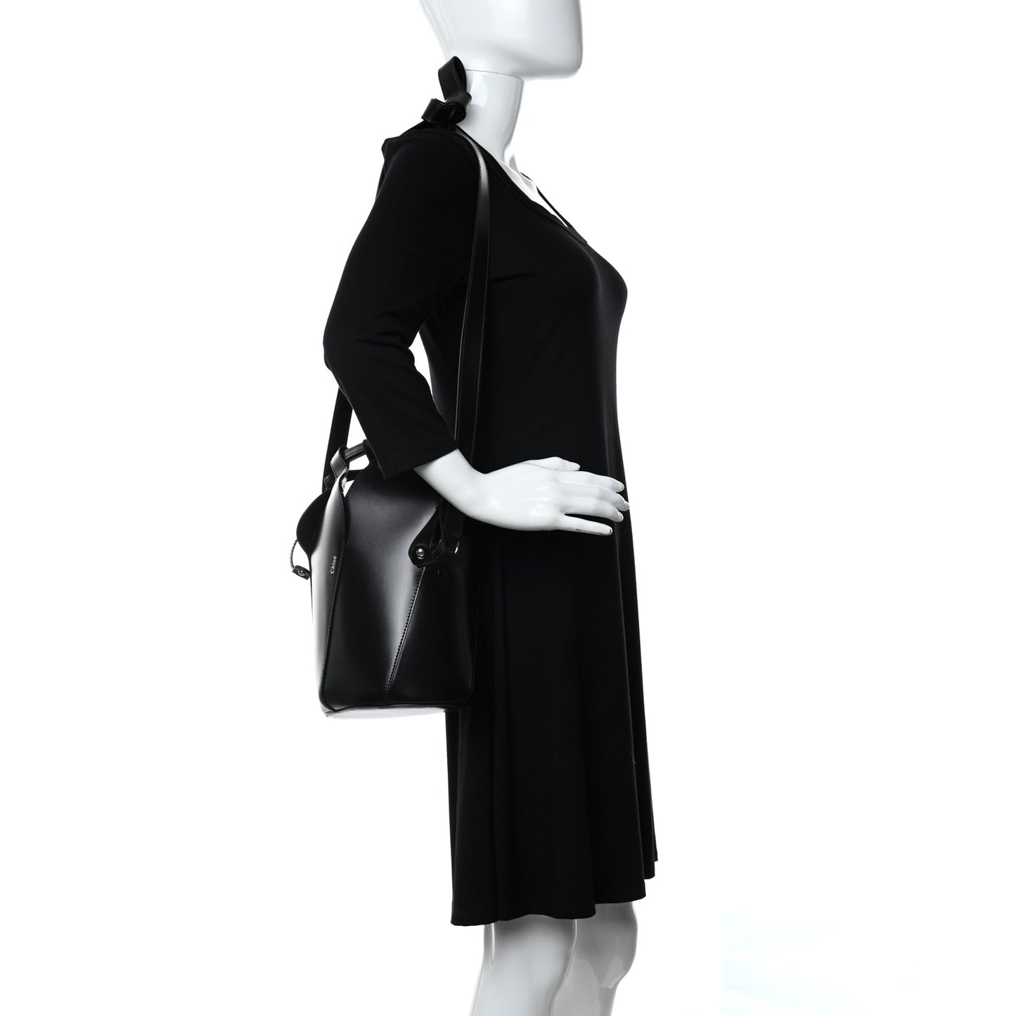 Smooth Grained Calfskin Small Tulip Bucket Bag Black
