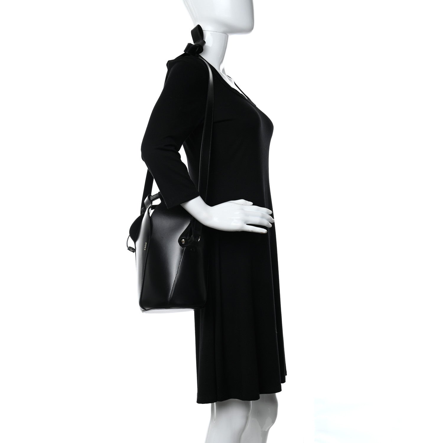 Chloe Smooth Grained Calfskin Small Tulip Bucket Bag Black 2 of 9