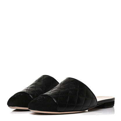 Chanel Kid Suede Quilted Mules 36 Black 3 of 15