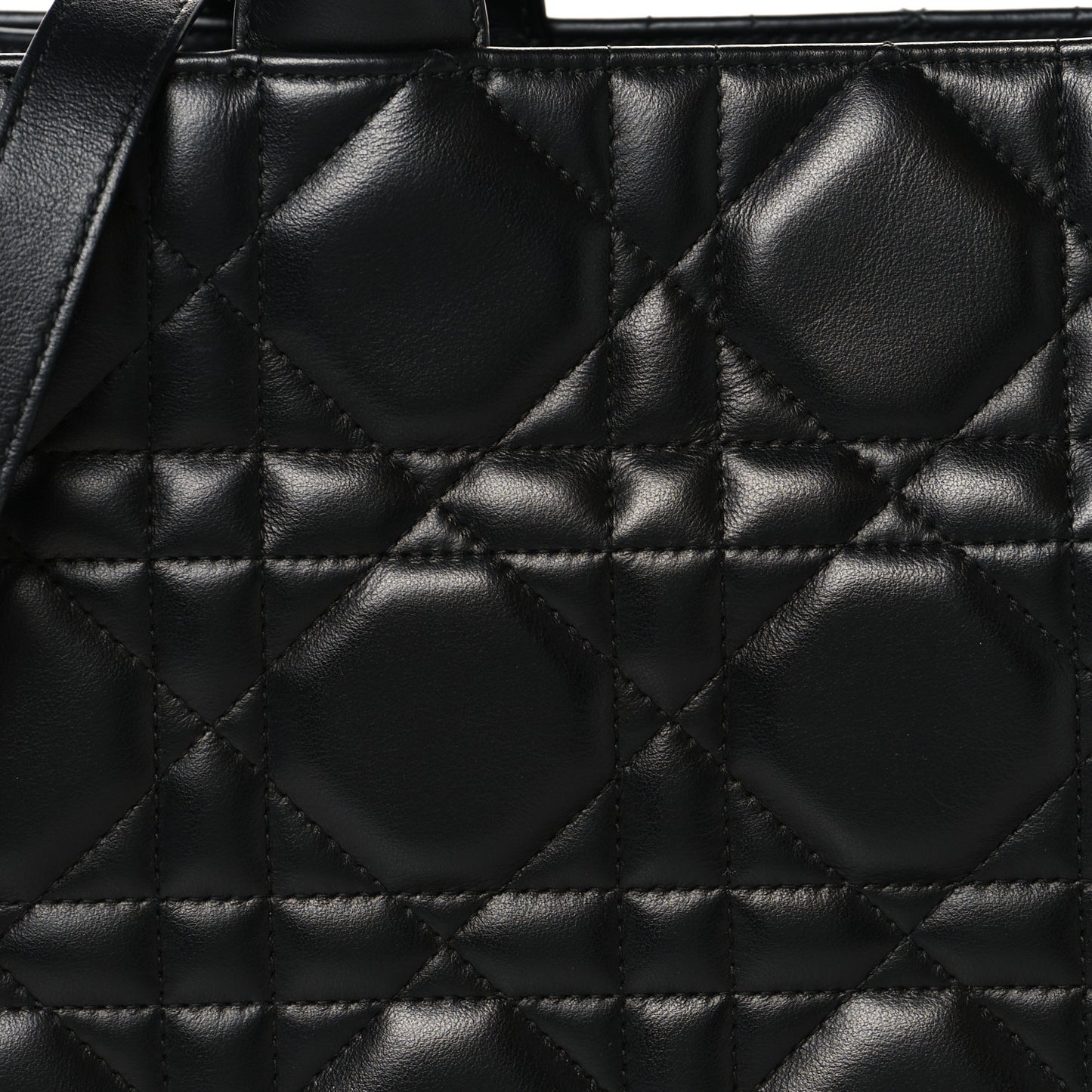 Calfskin Macro Cannage Medium Book Tote Black