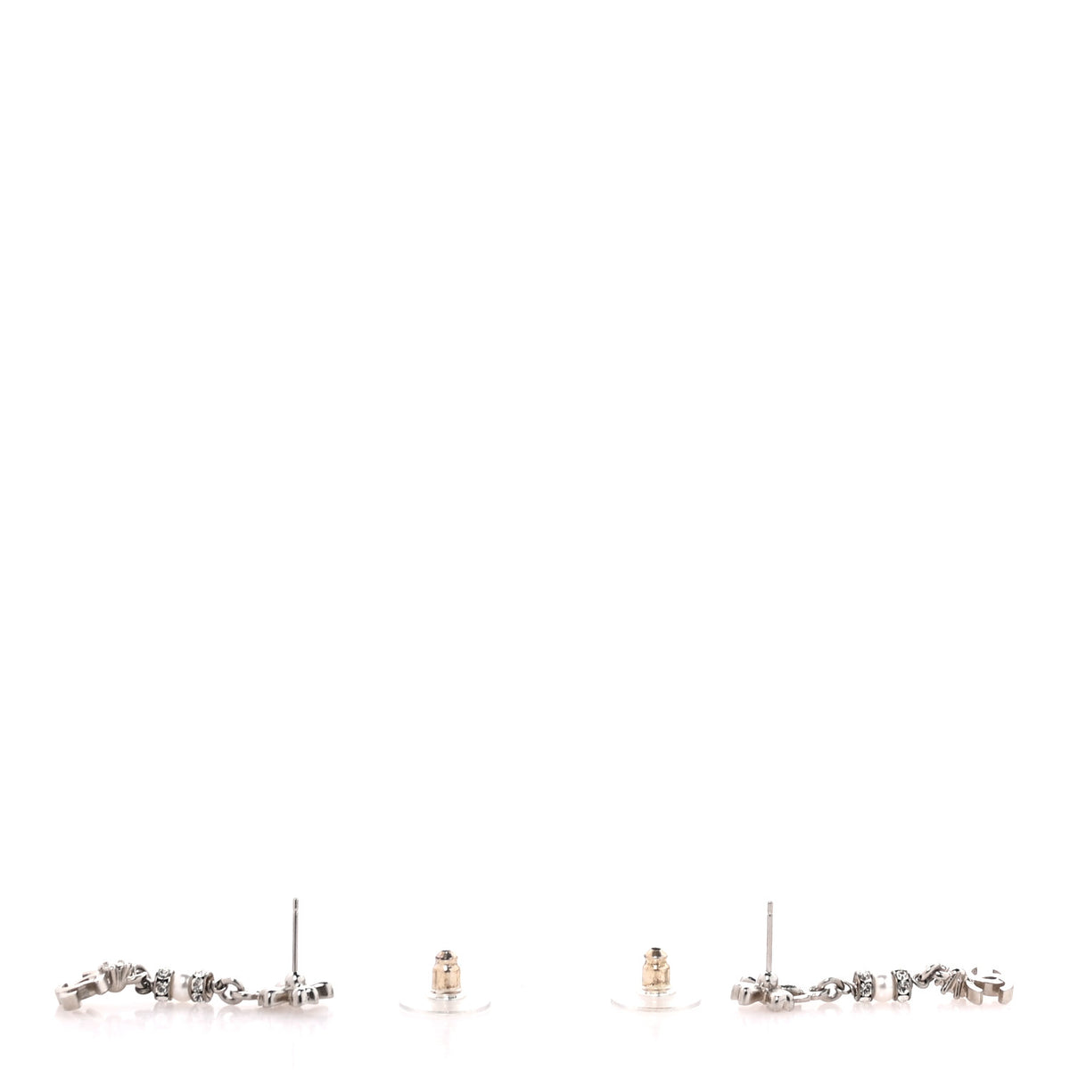 Crystal CC Clover Drop Earrings Silver