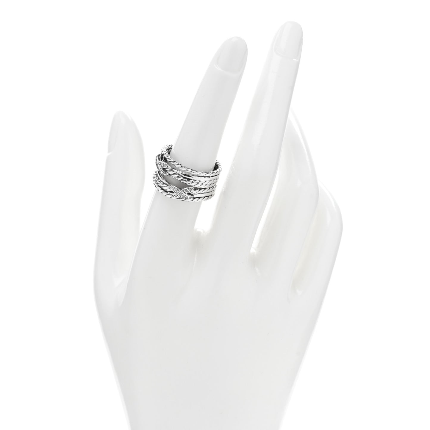 Sterling Silver Diamond Double X Crossover Ring 55 7.25