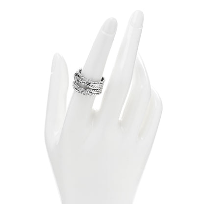 David Yurman Sterling Silver Diamond Double X Crossover Ring 55 7.25 2 of 4
