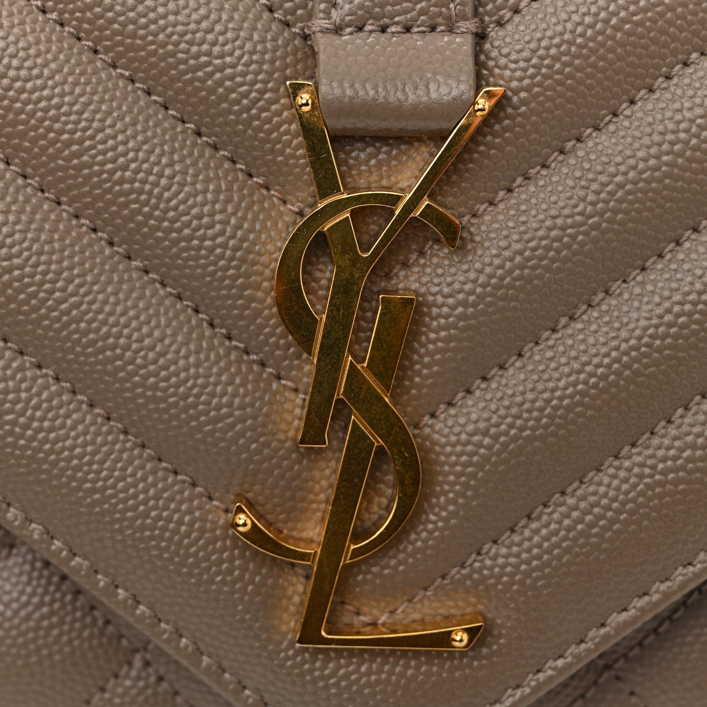 Grain De Poudre Textured Mixed Matelasse Triquilt Small Monogram Satchel Greyish Brown