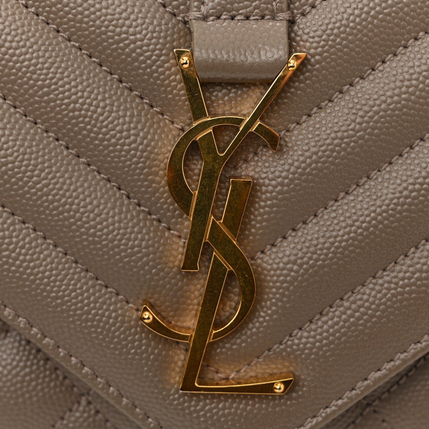 Saint Laurent Grain De Poudre Textured Mixed Matelasse Triquilt Small Monogram Satchel Greyish Brown 11 of 14