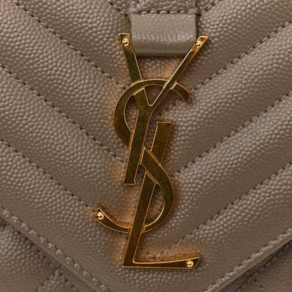 Saint Laurent Grain De Poudre Textured Mixed Matelasse Triquilt Small Monogram Satchel Greyish Brown 11 of 14