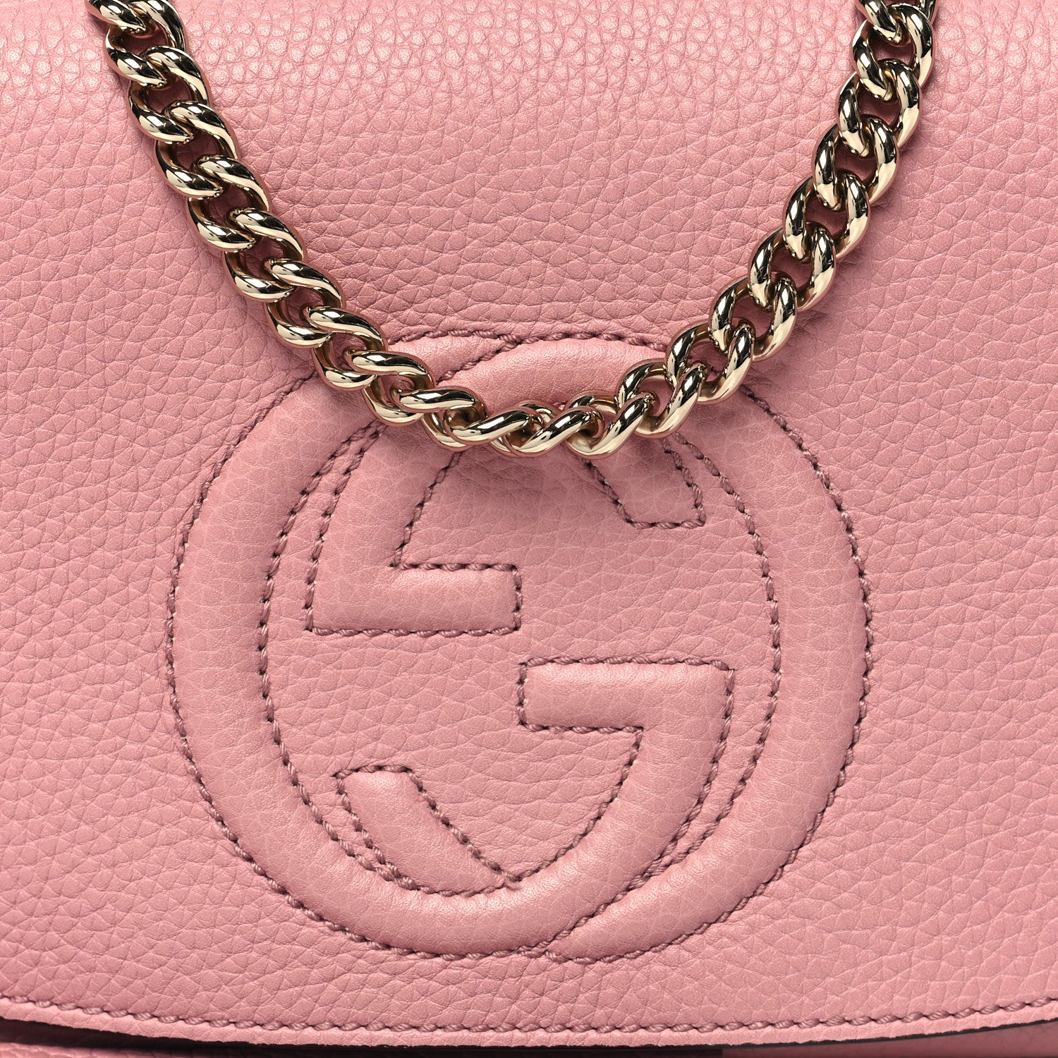Gucci Pebbled Calfskin Medium Soho Flap Crossbody Pink 8 of 10