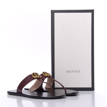 Gucci Calfskin GG Marmont Thong Sandals 38.5 Vintage Bordeaux 9 of 9