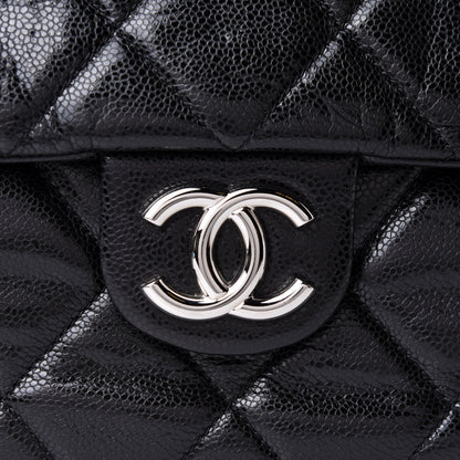 Chanel Glazed Caviar Large Nature Flap Bag Black 8 of 10