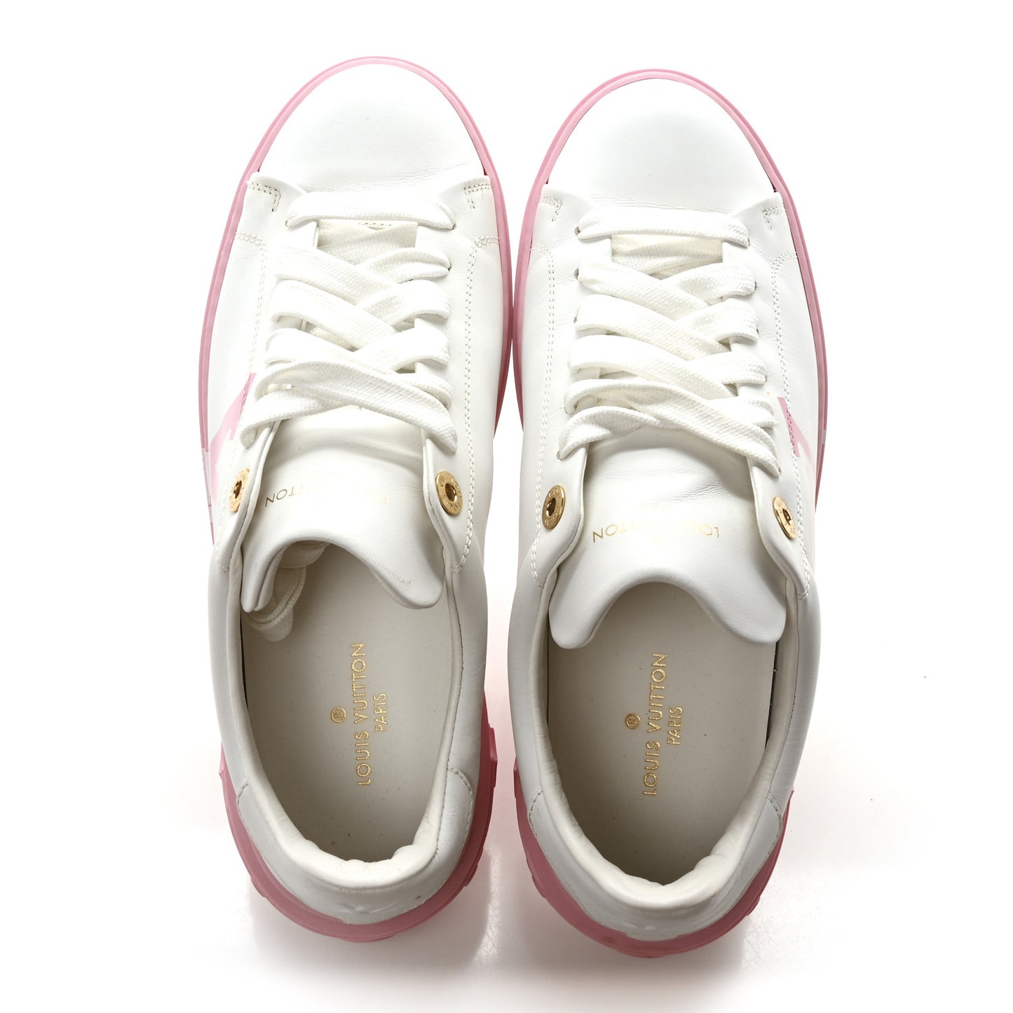 Calfskin LV Timeout Sneaker 40 White Rose Clair