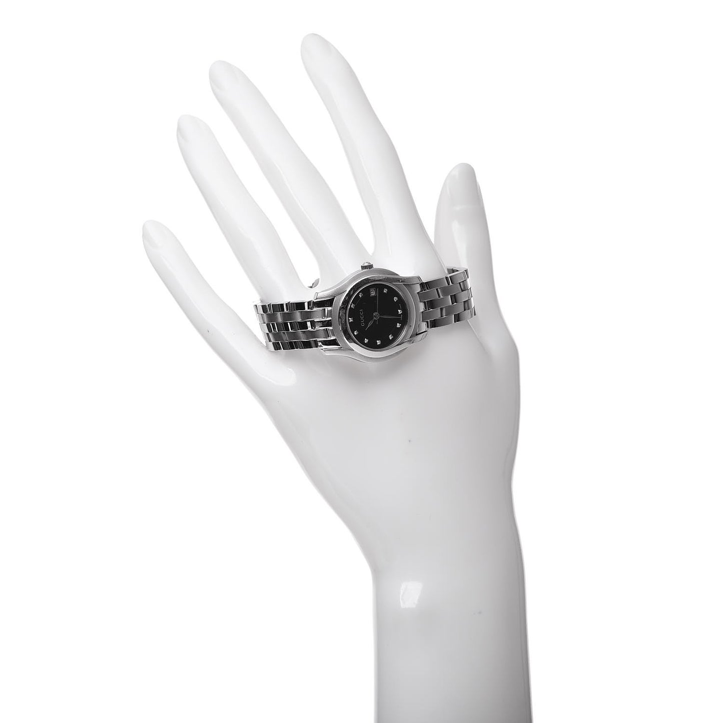 Stainless Steel Diamond 27mm 5500L Quartz Watch Black