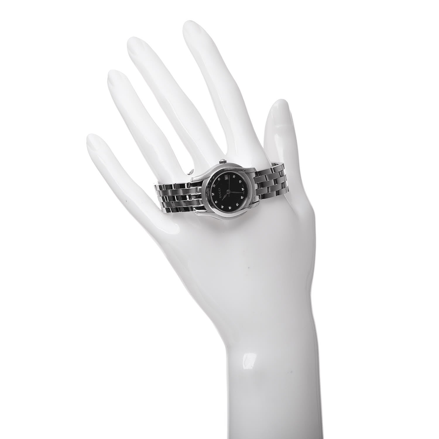Gucci Stainless Steel Diamond 27mm 5500L Quartz Watch Black 2 of 6
