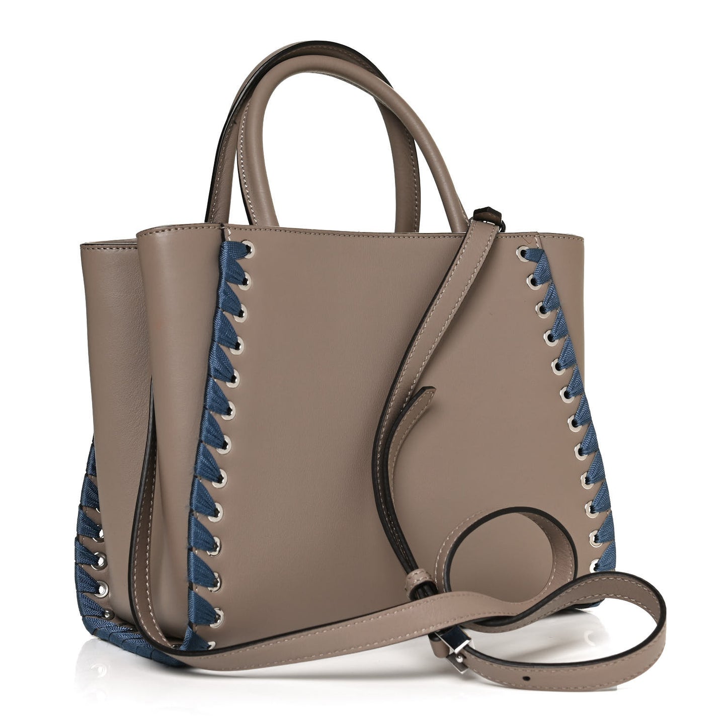 Vitello Lace Up 2Jours Tote Tortora Ceruleo