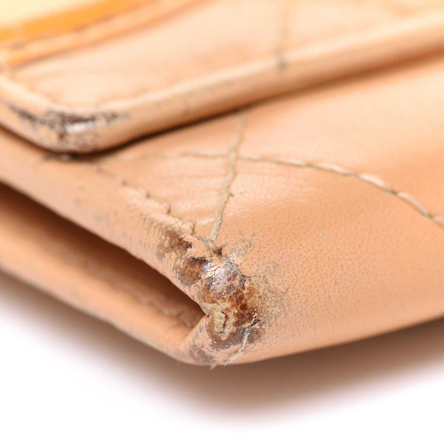 Calfskin Quilted Cambon Flap Wallet Beige