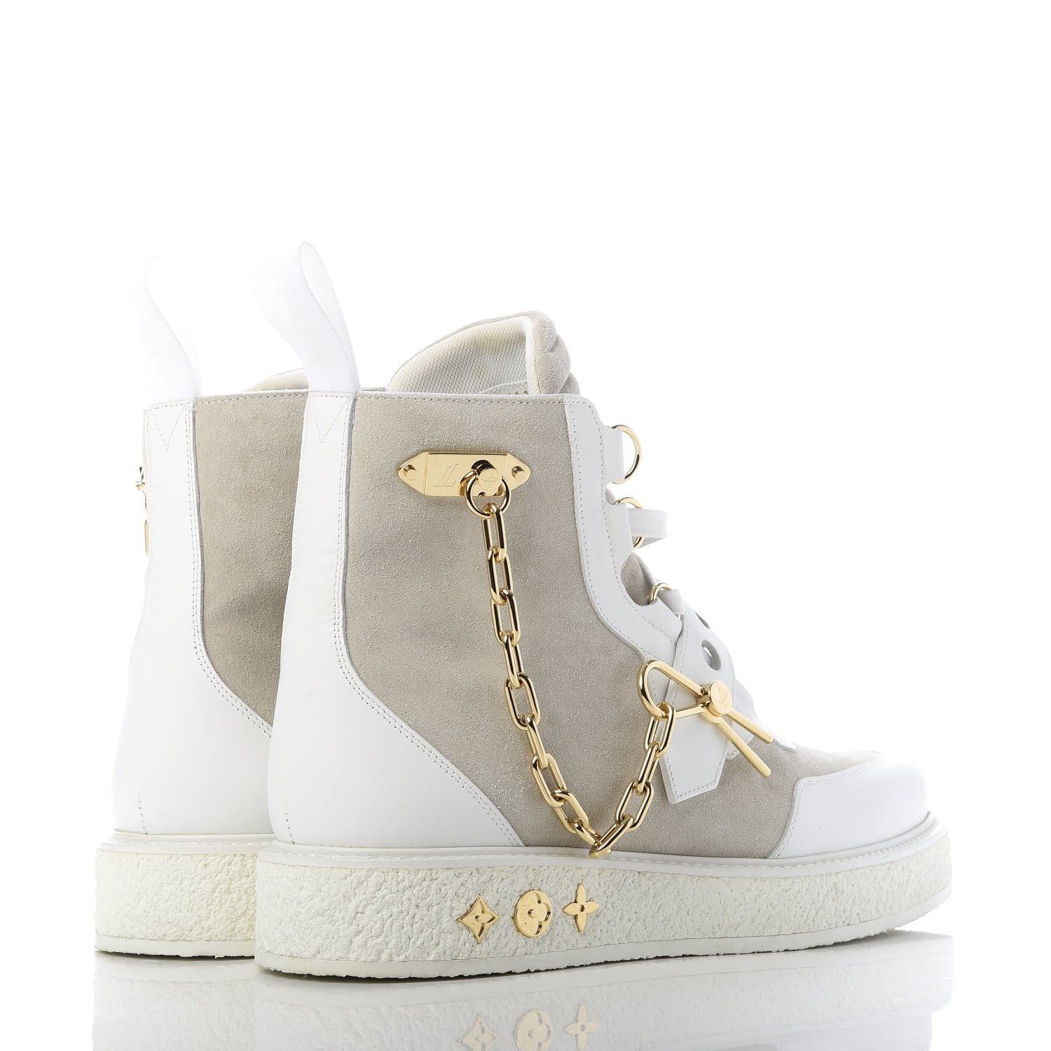 Louis Vuitton Calfskin Suede Mens Creeper Ankle Boots 8.5 White 4 of 10