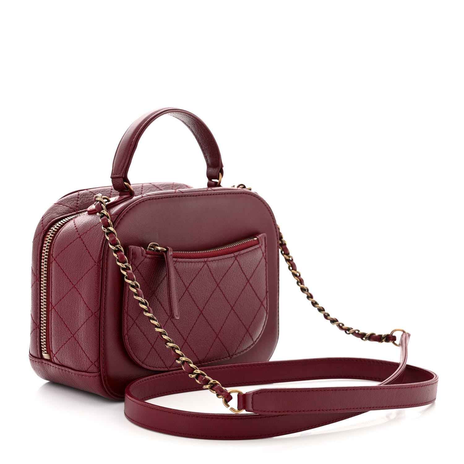 Chanel Shiny Calfskin Goatskin Quilted Small Coco Curve Vanity Burgundy 3 of 11