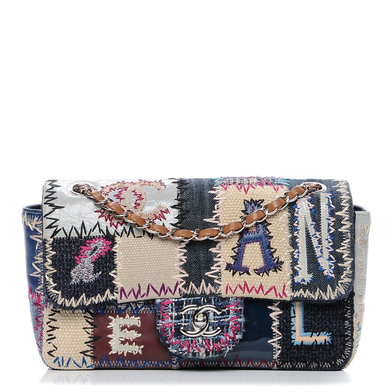 Chanel Denim Tweed Patchwork Medium Single Flap Multicolor 1 of 7