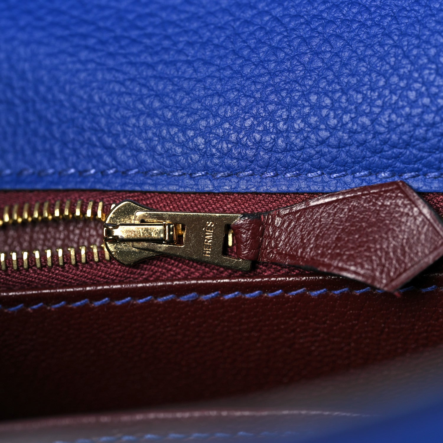 Hermes Togo Horseshoe Kelly Retourne 25 Bleu Electrique Bordeaux 20 of 38