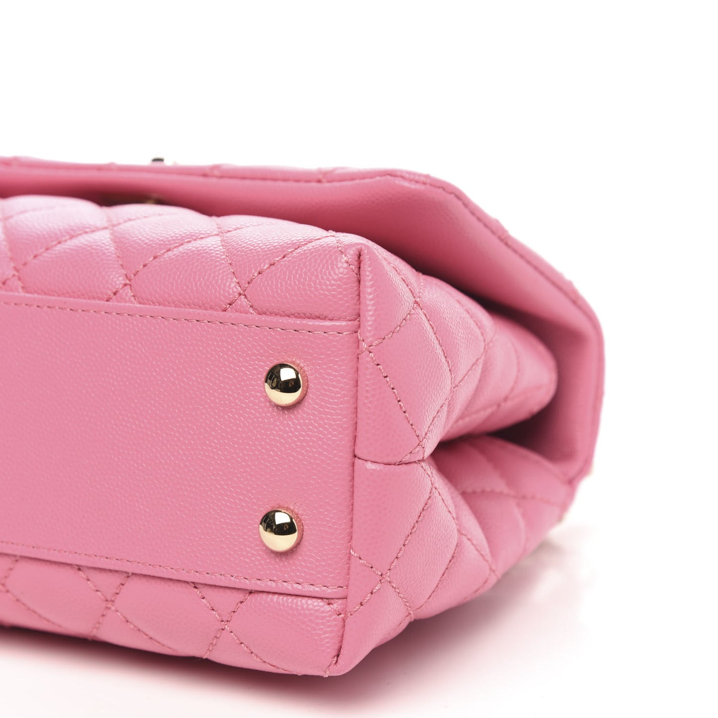 Caviar Lizard Embossed Quilted Mini Coco Handle Flap Pink