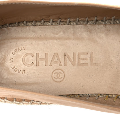Chanel Lambskin CC Espadrilles 38 Beige Black 6 of 10