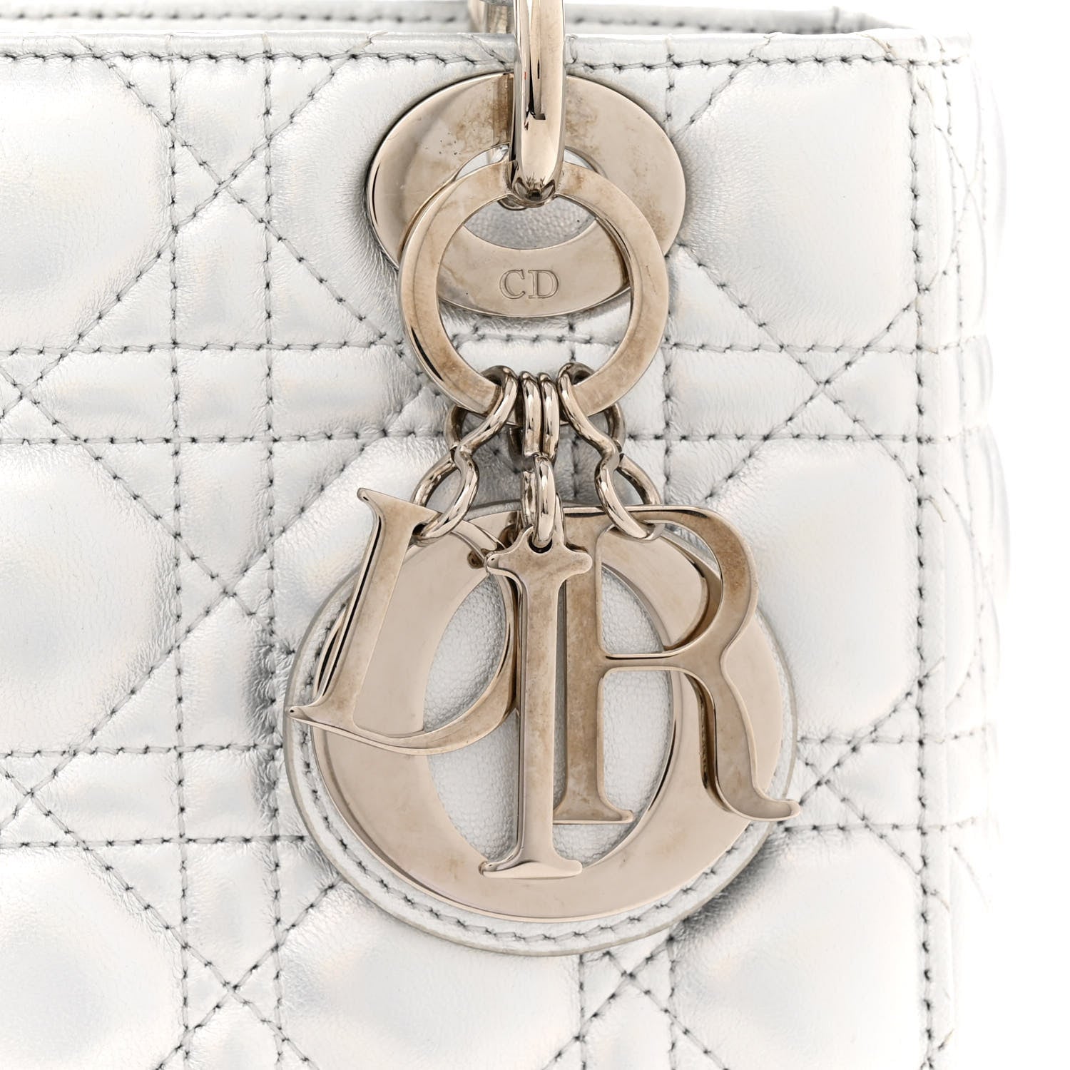 Christian Dior Metallic Lambskin Cannage Small My ABCDior Lady Dior Silver 14 of 15