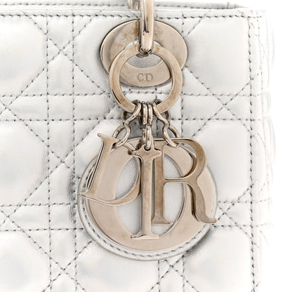 Christian Dior Metallic Lambskin Cannage Small My ABCDior Lady Dior Silver 14 of 15