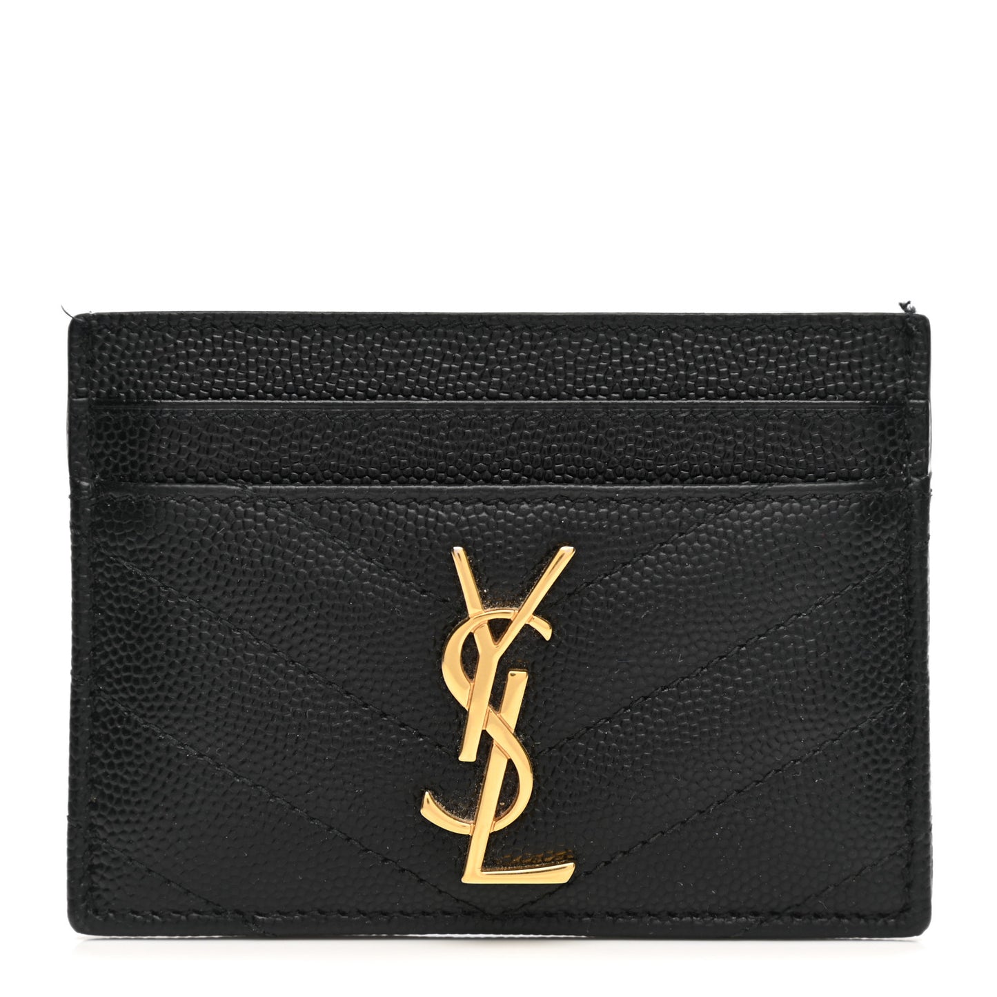 Grain De Poudre Matelasse Chevron Monogram Credit Card Case Black